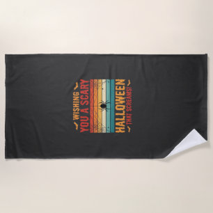 Scary Halloween Spider Web Sunset Design_1 Beach Towel