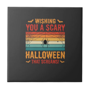 Scary Halloween Spider Web Sunset Design_1 Ceramic Tile