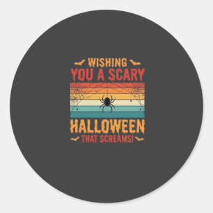 Scary Halloween Spider Web Sunset Design_1 Classic Round Sticker