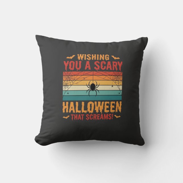 Scary Halloween Spider Web Sunset Design_1 Cushion (Front)