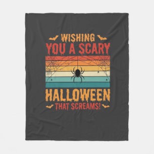 Scary Halloween Spider Web Sunset Design_1 Fleece Blanket