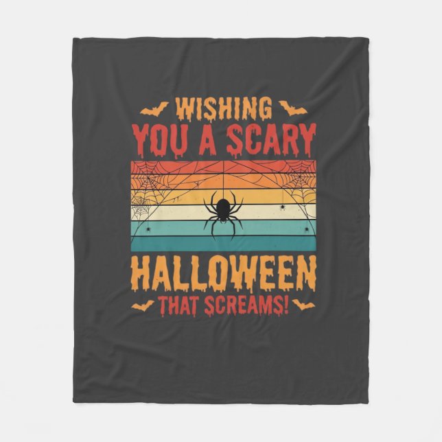 Scary Halloween Spider Web Sunset Design_1 Fleece Blanket (Front)