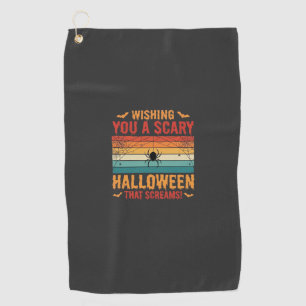 Scary Halloween Spider Web Sunset Design_1 Golf Towel