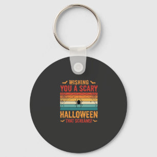 Scary Halloween Spider Web Sunset Design_1 Key Ring