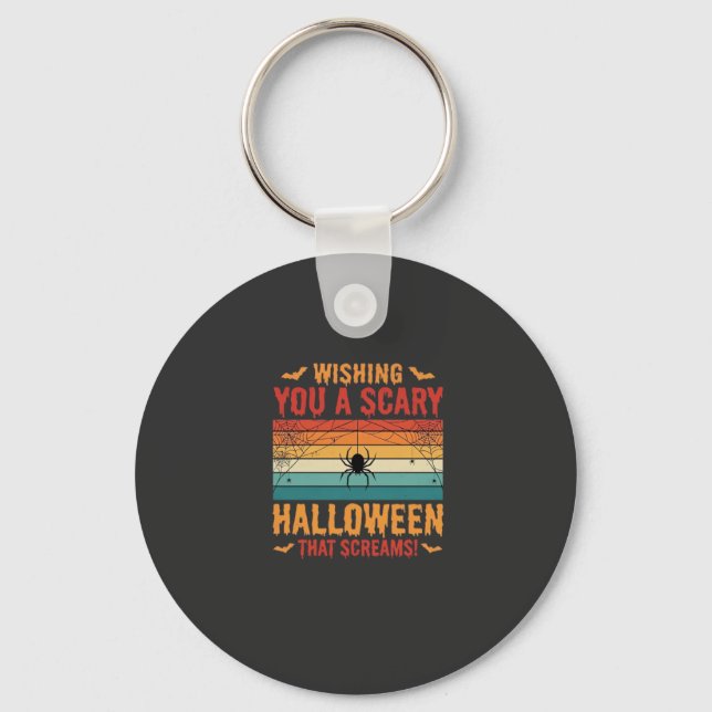 Scary Halloween Spider Web Sunset Design_1 Key Ring (Front)