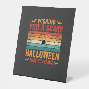 Scary Halloween Spider Web Sunset Design_1 Pedestal Sign