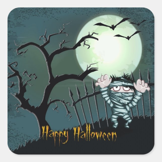 Scary Halloween Square Sticker (Front)