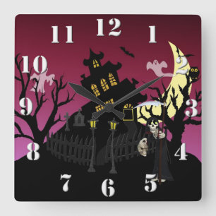 Scary Halloween Square Wall Clock