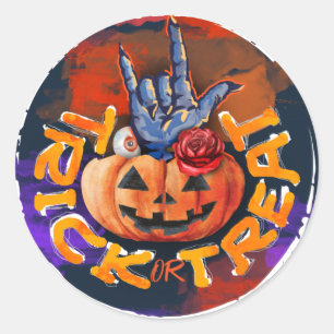 Scary Halloween Trick or Treat Party Favour Classic Round Sticker