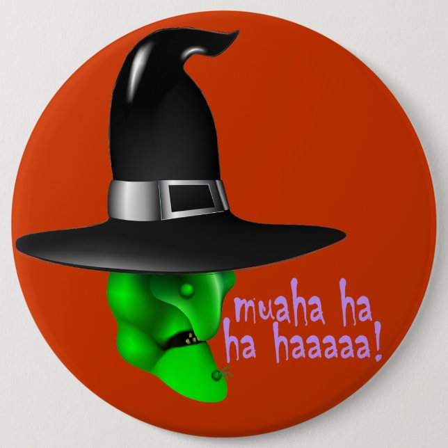 Scary Halloween Witch 6 Cm Round Badge (Front)