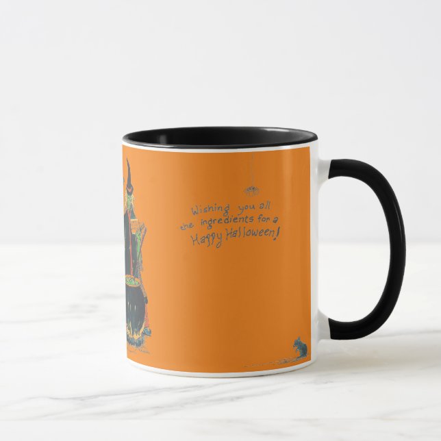 Scary Halloween Witch Cat Frog Kettle Brew Design Mug (Right)