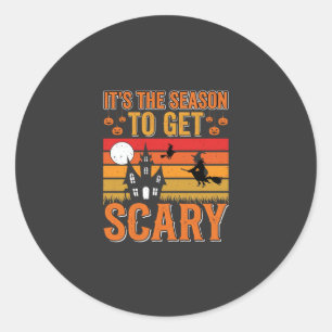 Scary Halloween Witch Haunted House Design_1 Classic Round Sticker