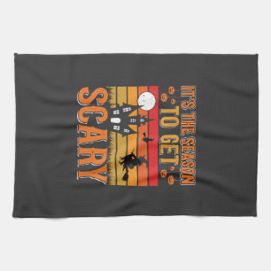 Scary Halloween Witch Haunted House Design_1 Tea Towel