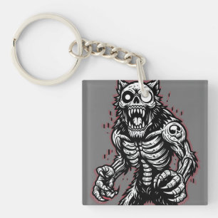 Scary Halloween Zombie Werewolf Key Ring