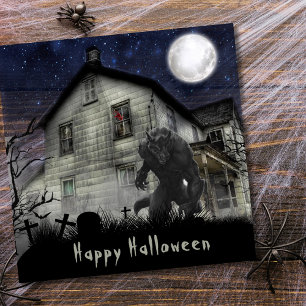 Scary Happy Halloween Werewolf Card