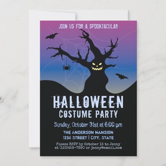 Scary Haunted Halloween Costume Party Invitation (Front)
