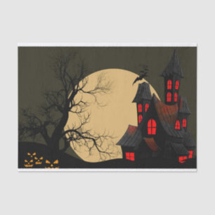 Scary  Haunted House and full moon Halloween Tissue Paper