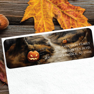 Scary Haunted House Halloween Return Address Label