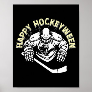 Scary Hockey Player Happy Hockeyween Ice Hockey Ha Poster