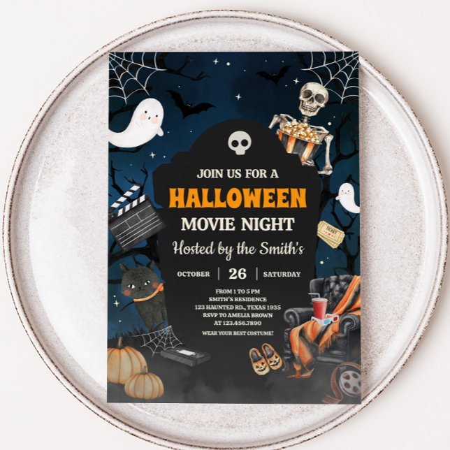 Scary Horror Halloween Movie Night Party Invitation (Scary Horror Halloween Party Movie Night Party Invitation)