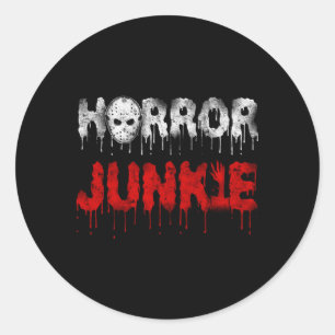 Scary Horror Movie Hockey Junkie Classic Round Sticker