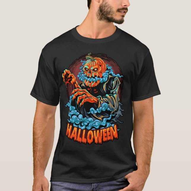 Scary Jack-o-lantern Bubbling Head T-Shirt (Front)