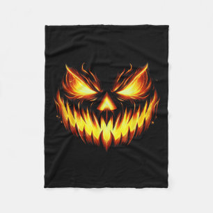 Scary Jack O Lantern Carved Pumpkin Face Halloween Fleece Blanket