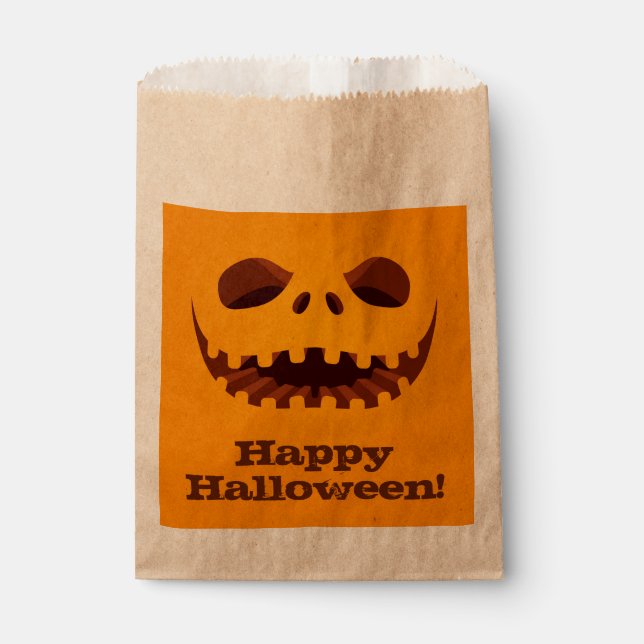 Scary Jack o' Lantern Face Halloween Favour Bag (Front)