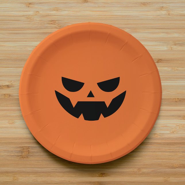 Scary Jack O Lantern Face Halloween Paper Plate (Creator Uploaded)