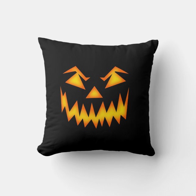 Scary Jack O Lantern Face Pillow (Front)