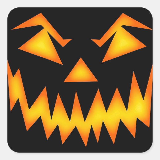 Scary Jack O Lantern Face Square Sticker (Front)