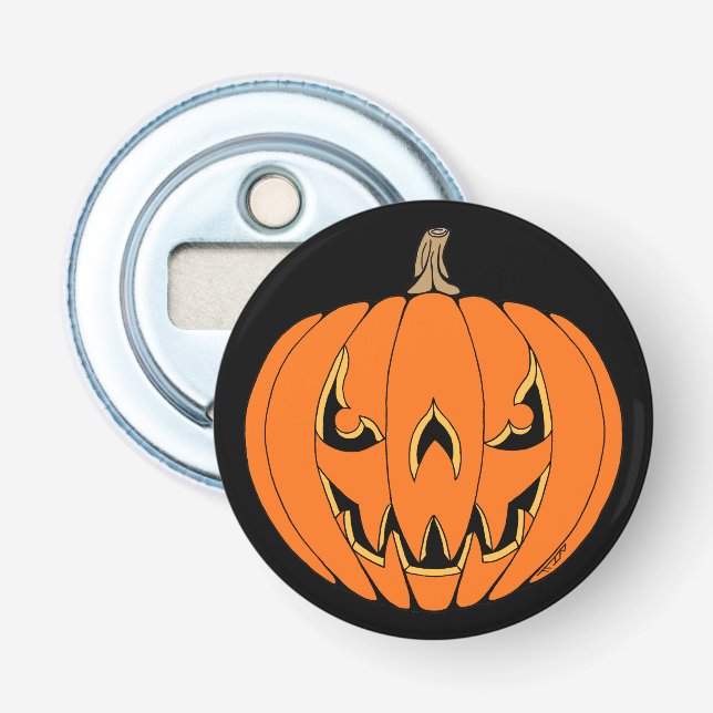 Scary Jack-o'-Lantern Halloween Design Bottle Opener (Front)