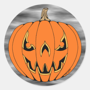 Scary Jack-o'-Lantern Halloween Design Classic Round Sticker