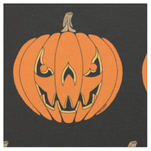 Scary Jack-o'-Lantern Halloween Design Fabric