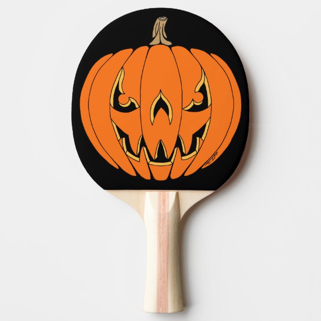 Scary Jack-o'-Lantern Halloween Design Ping Pong Paddle (Front)