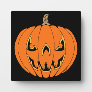 Scary Jack-o'-Lantern Halloween Design Plaque