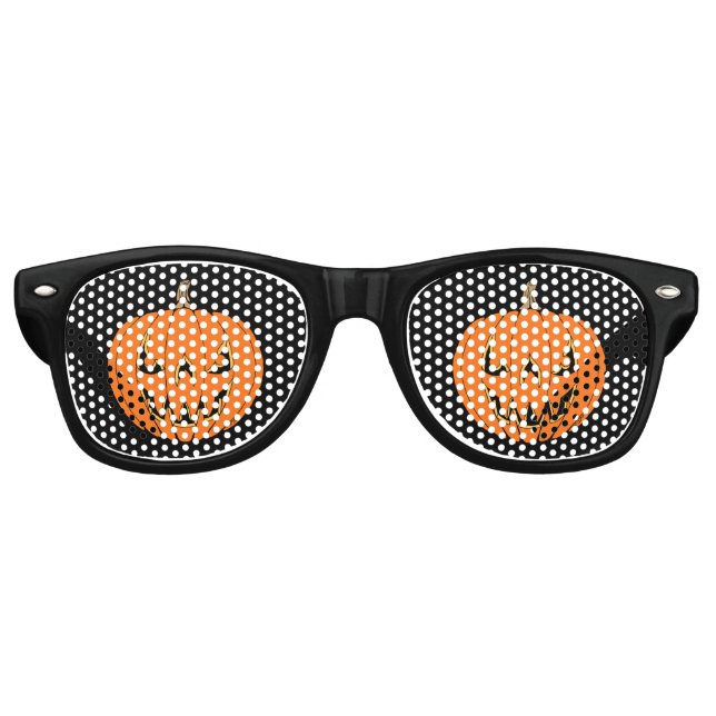 Scary Jack-o'-Lantern Halloween Design Retro Sunglasses (Front)