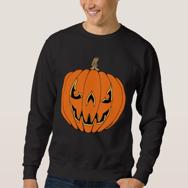 Scary Jack-o'-Lantern Halloween Design Sweatshirt (Front)