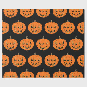 Scary Jack-o'-Lantern Halloween Design Wrapping Paper