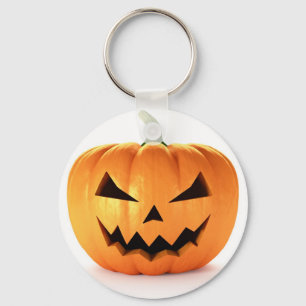 Scary Jack O Lantern Halloween Pumpkin Key Ring