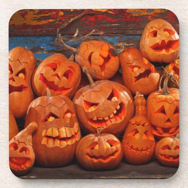Scary Jack O Lantern Halloween Pumpkins 2 Coaster (Front)