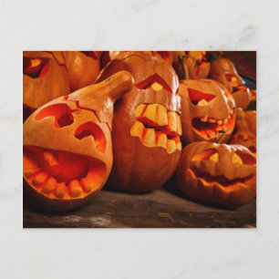Scary Jack O Lantern Halloween Pumpkins Postcard