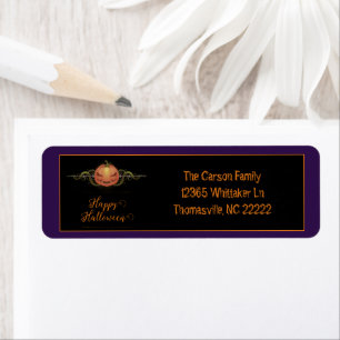 Scary Jack-o-Lantern Halloween   Purple Return Address Label