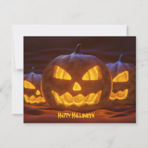 Scary Jack-O-Lantern Pumpkin Happy Halloween Card