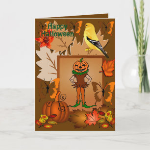 Scary Jack O Lantern Scarecrow  HalloweenCard Invitation