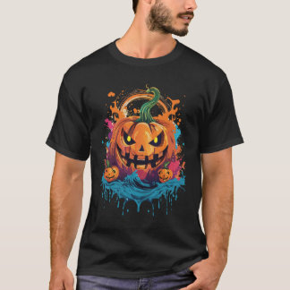 Scary Jack-O-Lantern With Bright Colour Blast T-Shirt