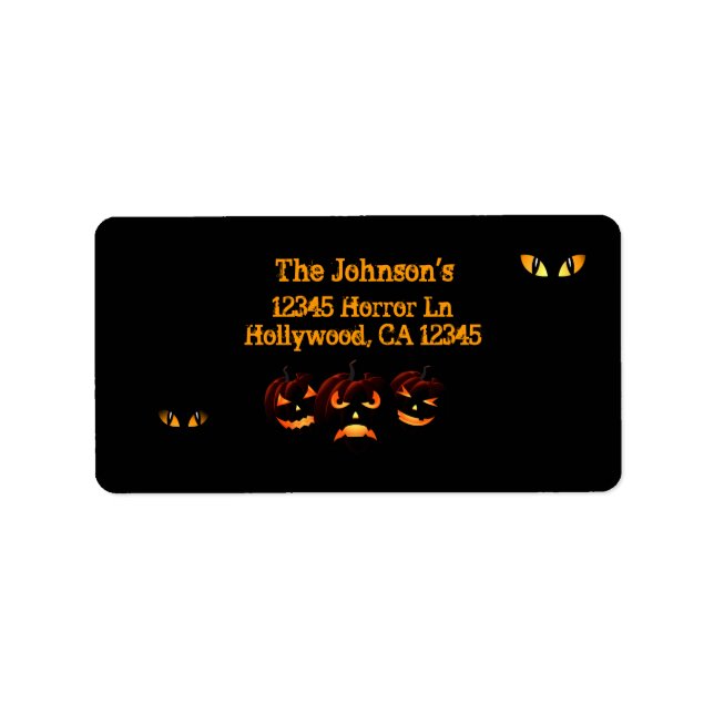 Scary Jack o'lantern and eyes address labels (Front)
