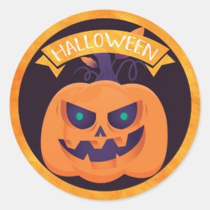 Scary Jack O'Lantern Halloween Classic Round Sticker