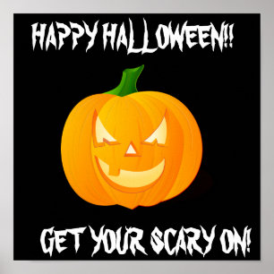 SCARY JACK O'LANTERN HAPPY HALLOWEEN POSTER