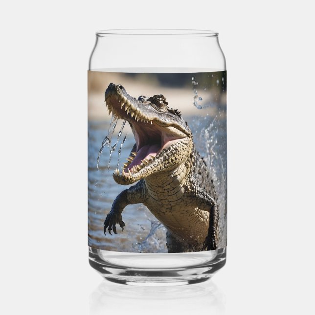 Scary Jaws: Australian Crocodile Leaping Can Glass (Front)